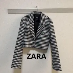 ZARA チェック柄 クロップドテーラードジャケット