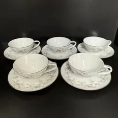 ノリタケ ARLENE 5802 カップ＆ソーサー 5客 花柄 ヴィンテージ