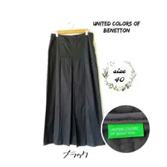 ユナイテッドカラーズオブベネトン ボックスプリーツスカート ブラック 40