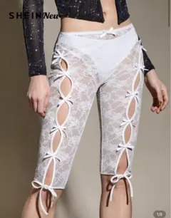 SHEIN ホワイト　レースタイツ Mサイズ