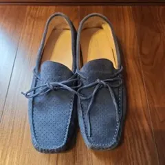 ネイビー スエード モカシン穴あきデザイン