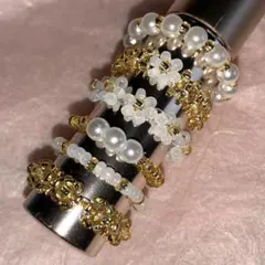 ハンドメイド　ビーズリング　7個セット