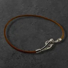 HERMES エジャンボチョーカー 編み込み2連 ブレス ゴールド 黒 レザー