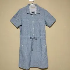 ユニクロ　リネンブランド　M　シャツワンピース　ウエストマーク　麻　綿　デニム