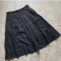 マーガレットハウエル　リネン　麻　タックフレアー　ロングスカートsize3黒のサムネイル