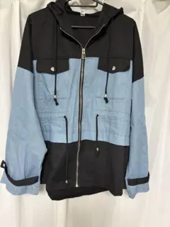 大きいサイズ　デニム切り替え フード付きジャケット　3XL