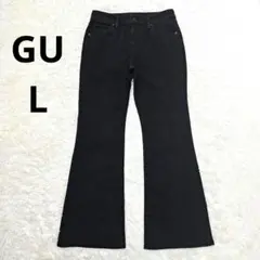 GU フレアジーンズ フレアパンツ ブラック L