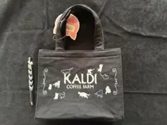 KALDI COFFEE FARM ブラック 猫バッグ