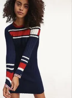 【24時間以内発送】TOMMY JEANS ネイビー ニットワンピース M