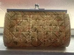 アンティーク 透かし編みバッグ がま口　クラッチバッグ　ヴィンテージ