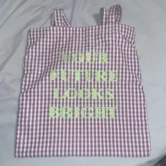 ローリーズファームトートバッグ　チェック柄　ピンク紫