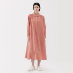 無印良品 リネン 洗いざらし長袖シャツワンピース