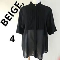 美品⭐BEIGE, ベイジ BACバンドカラーブラウス4 シアー タックデザイン 