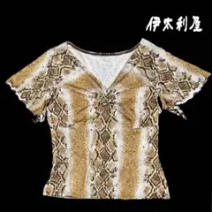 伊太利屋 日本製 パイソン ビジュー付き キラキラTシャツのサムネイル