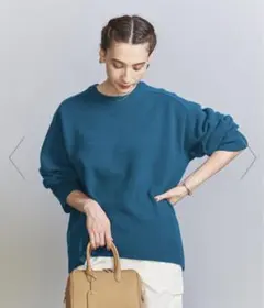 ウールカシミヤ ラグランクルーネックニットプルオーバー