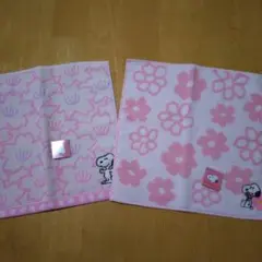 スヌーピー 花柄 タオルハンカチ 2枚セット