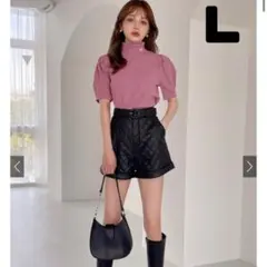 GRL グレイル ロゴ刺繍 タートルネック パワーショルダー ちぃぽぽ L