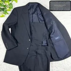 バーバリーロンドン スーツ セットアップ モヘア混 チェック ネイビー ウール