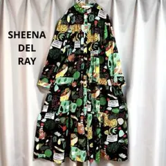 SHEENA DEL RAY 総柄ティアードフレアロングワンピース 大きいサイズのサムネイル