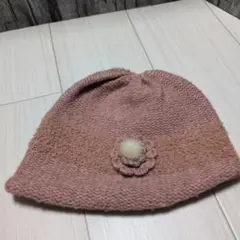 ムーンバット　ニット帽子　フリーサイズ　ピンス色