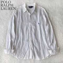 ポロラルフローレン リネンシャツ 羽織り ポニー刺繍 リネン ホワイト XL
