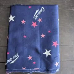 綿プリント生地　紺　星柄