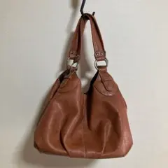 ブラウンレザー ハンドバッグ ダブルハンドル
