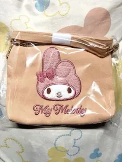 マイメロディ　ミニポシェット　立体アップリケ刺繍　ピンク