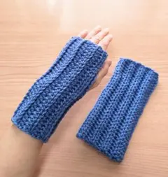 ハンドメイド リブ編み ハンドウォーマー アームカバー 洗えるウール