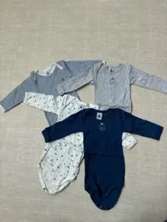 プチバトー ロンパース 4枚セット 6m/67cm 長袖 ベビー
