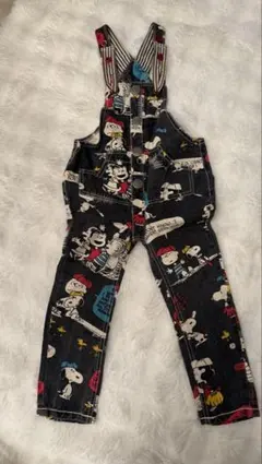 希少・美品｜ブーフーウー × スヌーピー 総柄オーバーオール 110㎝