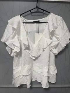 ZARA ザラ フリルシャツ半袖 カットソー トップス タグ付き ③のサムネイル