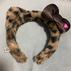 USJ キティ ヒョウ柄カチューシャ ブラウンリボン付き