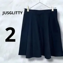 JUSGLITTY ジャスグリッティー　膝丈　スカート　ネイビー　大人レディ