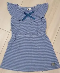 ノースリーブワンピース 100cm 青と白のストライプ