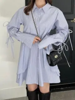 【dazzlin】ストライプ柄 長袖 シャツ ブラウス　ワンピースのサムネイル