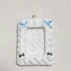 もこもこトレカケース　トレカケース　編み物　キラキラ　トレカ　リボン　白