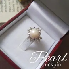 本真珠 パールフラワー ピンブローチ タックピン 花びら 冠婚葬祭 結婚式