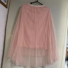 ピンク チュール フレアロングスカート