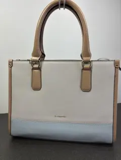 アンドシュエット（& chouette）バイカラー　ハンドバッグ　合成皮革