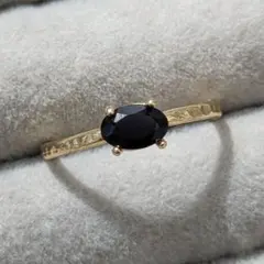 宝石質ブラックスピネルAAA ファセットカット フリーリング 指輪 天然石 真鍮
