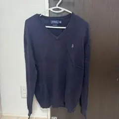 Polo Ralph Lauren M ネイビー Vネックセーター ポロラルフ