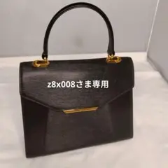 【キミジマ】ブラックレザーハンドバッグ ゴールド金具付き