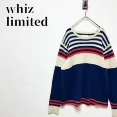 ウィズリミテッド　ボーダー柄　ニットセーター　プルオーバー　アンゴラ混　ネイビー