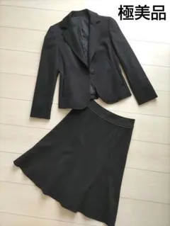 【美品】スカートスーツ　セットアップ　フォーマル　ブラックスーツ