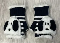 美品 スヌーピー 手袋 指なし 手袋 ボーダー USJ フリーサイズ