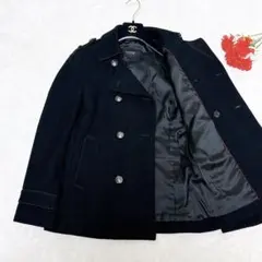 新品同様✨　バーバリーブラックレーベル　ピーコート　ウール　銀ボタン　L 黒のサムネイル