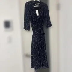 MOUSSY 花柄黒　五分袖　ワンピース Mサイズ