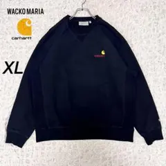『コラボ』　ワコマリア× カーハート　希少　スウェット　刺繍ロゴ　黒　【XL】