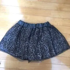 ミニスカート　ヒョウ柄　黒レース